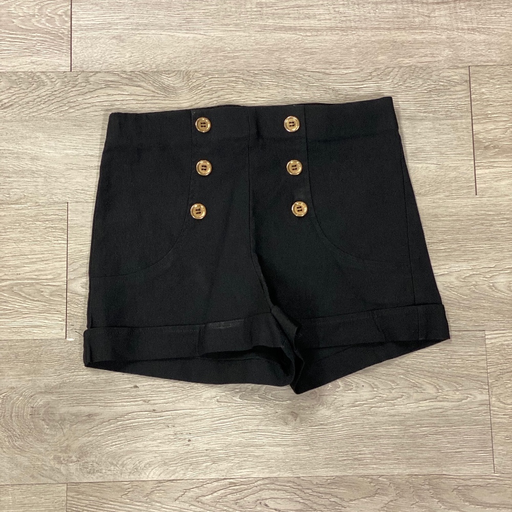 Wet Seal Black Short w/ Gold Buttons